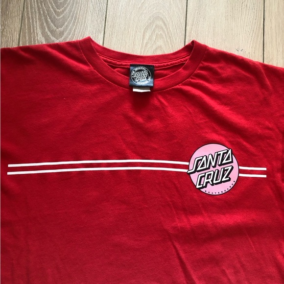 Santa Cruz Skateboards Ombré Logo T Shirt in Red & Pink Size L - Picture 4 of 9